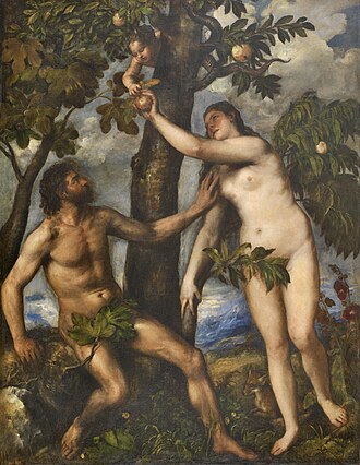 Adán i Eva per Tiziano, c. 1550
