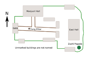 A pla of the temple site shows the placement of the buildings as described in the body of the article