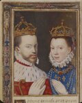 En la reina Isabel de Valois, en un llibre d'oracions de Catalina de Médicis.