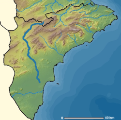 Localisació del riu Vinalopó respecte a la província d'Alacant