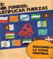 Cartell del Partit Comuniste d'Espanya (PCE) de l'any 1982, en la Senyera Valenciana a la vista.